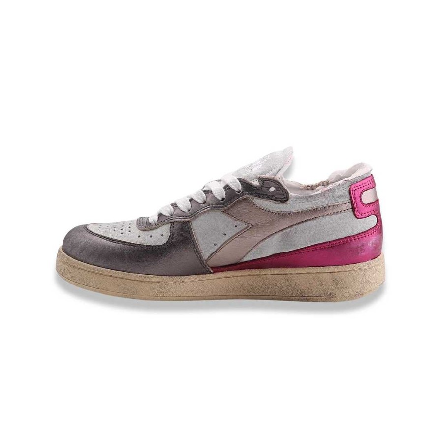 Frau diadora | Diadora Heritage Basket Row Cut Metall Weis Fuxia