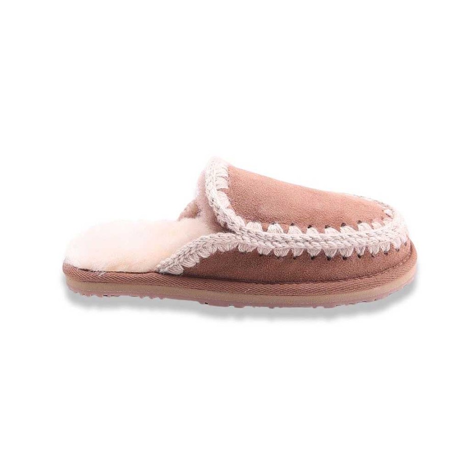 Frau mou | Mou Slipper Full Eskimo Pink Braun